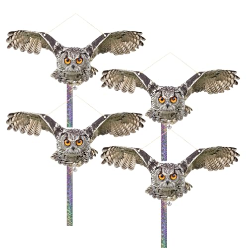 Fake Owl to Keep Pigeon Away, 4PCS Pigeon Scare Devices - color: Light Grey Owl 4pcs