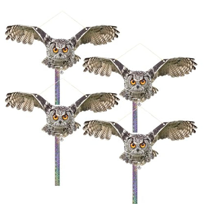 Fake Owl to Keep Pigeon Away, 4PCS Pigeon Scare Devices - color: Light Grey Owl 4pcs