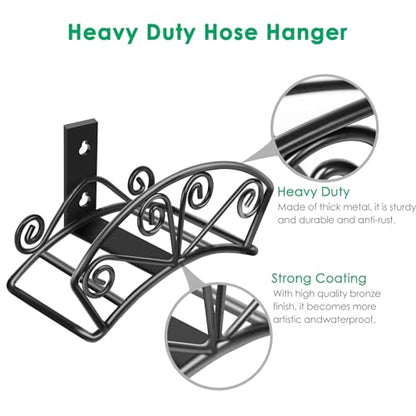 TomCare Garden Hose Holder, Heavy Duty 150 ft Capacity Hose Hanger - color: Black, size: M（13.2“ x 5.7” x 7"）