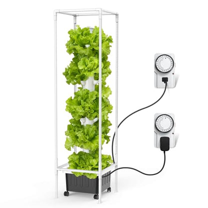 JESLED 15 Tiers Hydroponics Growing System Kits with 4 LED Grow Lights - size: 15tiers