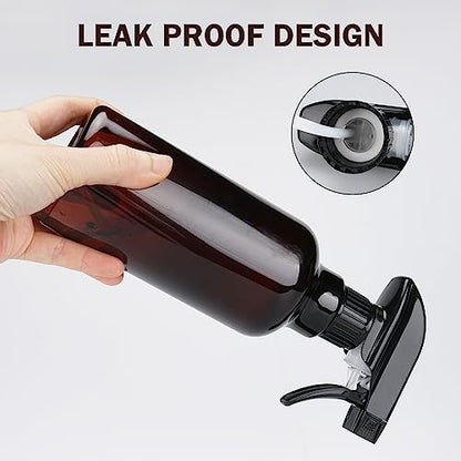 Plastic Spray Bottles 16.9oz/500ml 2 Pack, Amber - color: Amber