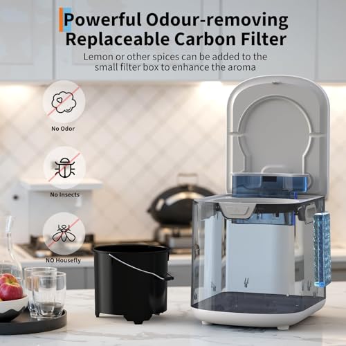 3.5L Electric Composter Countertop, Smart Kitchen Food Waste Compost Bin with 3 Modes, Auto Cleaning, LED Display, Low Noise, Odorless Compost Machine Converts Waste to Fertilizer - style: 3.5 L