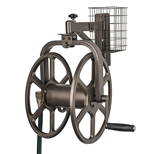 Liberty GARDEN 712 Single Arm Navigator Multi-Directional Garden Hose Reel, Holds 125-Feet of, 5/8-Inch, Bronze - style: Single Arm