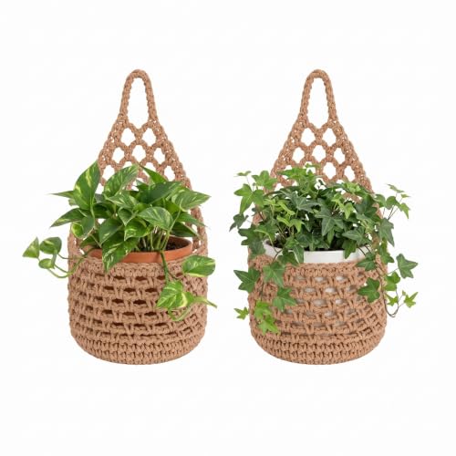 2 Packs 6 inch Macrame Wall Plant Hangers Pot Cotton Wall Planters