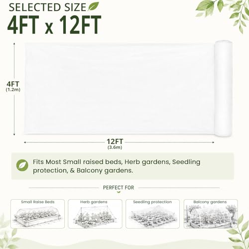 4Ft x 12Ft Garden Netting, Fine Mesh Insect Netting for Plant Protection - size: 4Ft x 12Ft