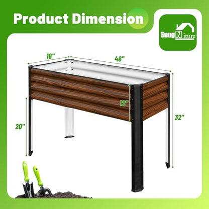 SnugNiture Raised Garden Bed with Legs, 48×18×32in, Brown - color: Brown, size: 48×18×32in(1PCS)