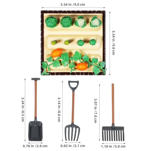 1 Set Mini Shovel Rake Farm Model Kit, Vegetable Figurines Mini Garden Tools, Dollhouse Decorations Miniature Field Scene Landscape Outdoor Small Ornament