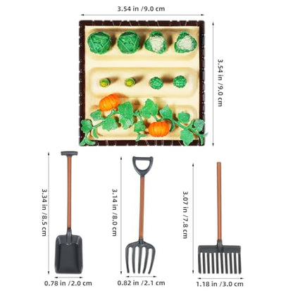1 Set Mini Shovel Rake Farm Model Kit, Vegetable Figurines Mini Garden Tools, Dollhouse Decorations Miniature Field Scene Landscape Outdoor Small Ornament