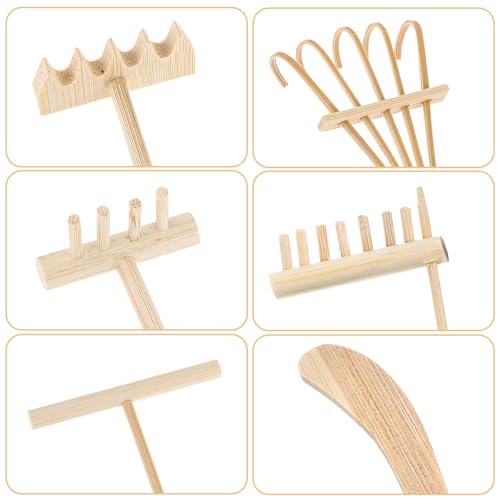 6 Piece Mini Zen Garden Rake Tools, Miniature Tabletop Rock Sand Zen Garden Accessories Zen Sand Garden Rake Set Small Rakes for Garden Beds Mini Sand Stamp Rakes for Home Office Desktop Decoration - style: 6Pcs