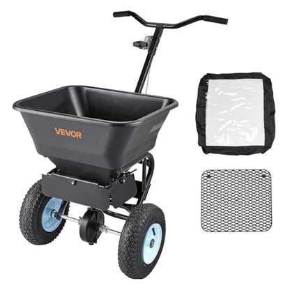 VEVOR Broadcast Spreader 100 LBS Capacity Walk-Behind Push Spreader Black
