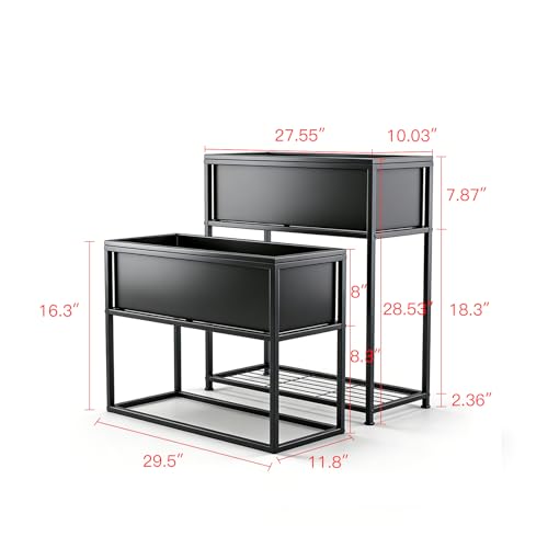 Raised Garden Bed Elevated Planter Box with Legs Black 1 Set - size: Two-piece set
