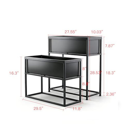 Raised Garden Bed Elevated Planter Box with Legs Black 1 Set - size: Two-piece set