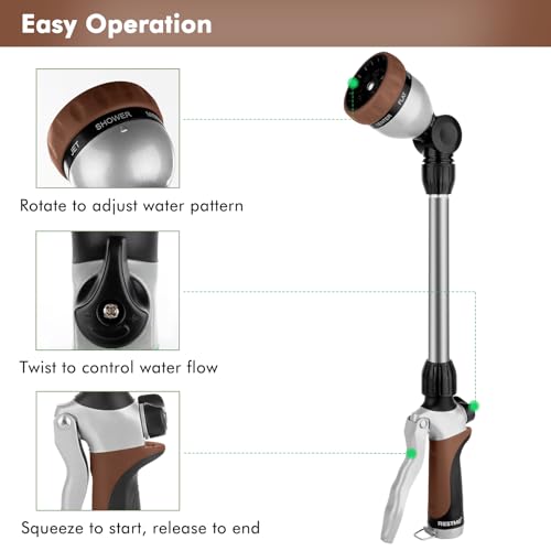 RESTMO Heavy Duty Metal Hose Wand, Watering Wand for Garden Hose - color: Brown