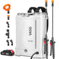 Battery Powered Backpack Sprayer 4 Gallon, 21V 2.6Ah Electric Sprayer - color: White