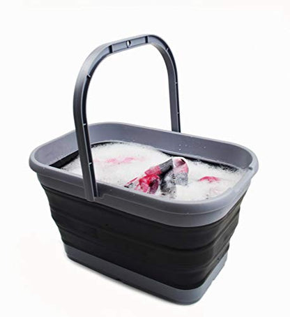 SAMMART 12L (3.17 Gallon) Collapsible Rectangular Handy Bucket (1, Grey/Black) - color: Grey/Black
