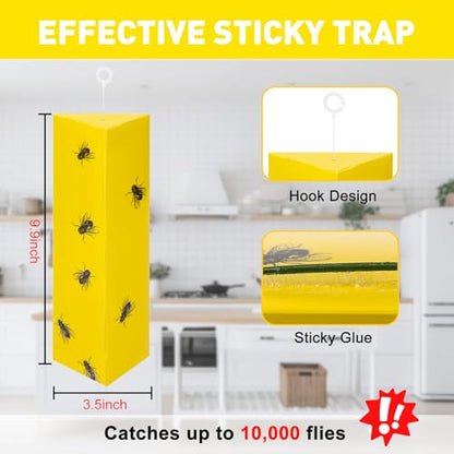 8 Pack Sticky Fly Traps for Indoor Outdoor with Hanging Hook - size: 8 pack