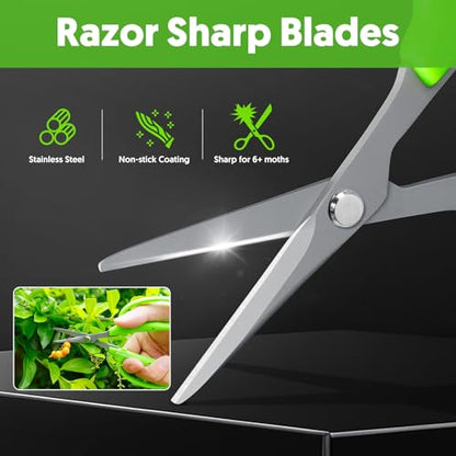 Garden Scissors, 2 PCS, Straight Blade + Curved Blade, 6-in, Easy to Clean - style: Curved 1pcs + Straight 1pcs