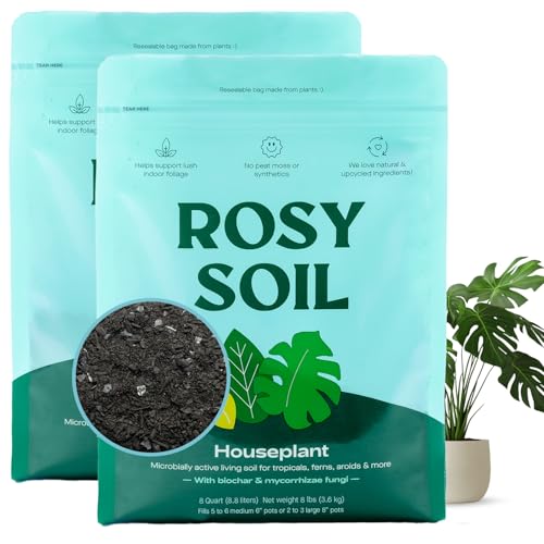 Rosy Soil Houseplant Potting Soil, 8 Quarts, Pack of 2 - color: Houseplant, size: 8 Quarts (Pack of 2)