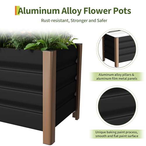 GarveeTech 24"x16"x18" Raised Garden Bed, Alloy Planter Bed