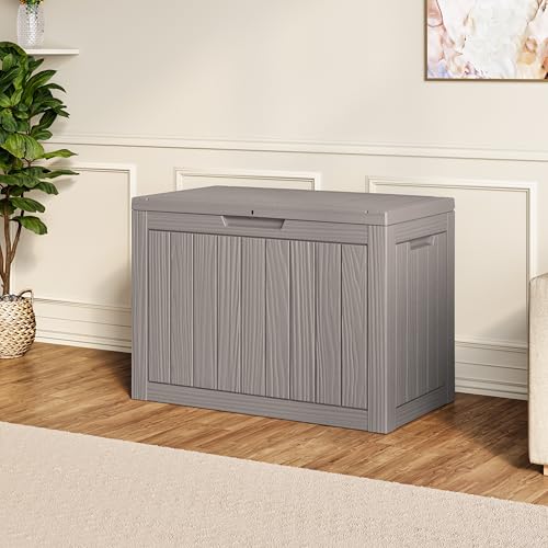 45 Gallon Outdoor Storage Box Waterproof Deck Box Patio Storage - color: Gray, style: 45Gallon