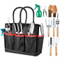 Grenebo 9-Piece Gardening Tools Set with Fashion Handbag, Black Red - style: Black Red