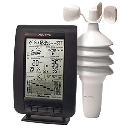 AcuRite 00634A3 Wireless Weather Station with Wind Sensor, Black - color: Black