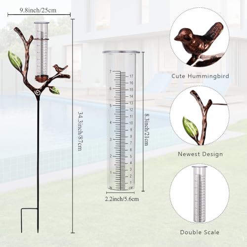 Rain Gauge Outdoor, Metal Rain Gauge with Stake