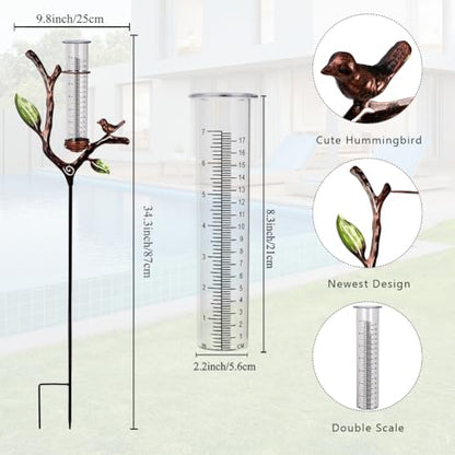 Rain Gauge Outdoor, Metal Rain Gauge with Stake