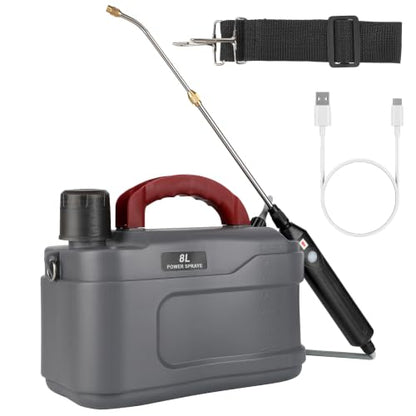 2 Gallon Pump Sprayer Battery Powered, USB Handle & Wand for Lawn & Garden