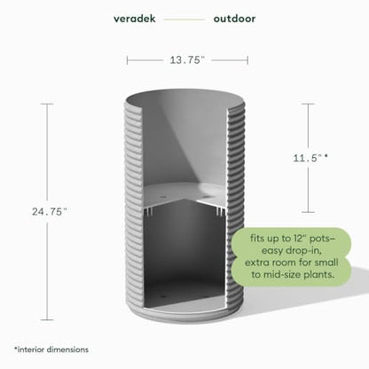 Veradek Mod Series Tall Planter - Tall Outdoor Planter with Shelf - color: Gray, size: 25 inch
