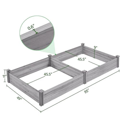 Yaheetech Wooden Raised Garden Bed Outdoor Planter Box, Gray - color: Gray, size: 8ft x 4ft