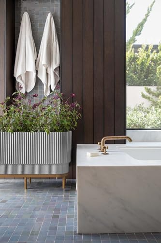 Veradek Demi Series Raised Long Planter - Wide Planter with Stand - color: Grey/Brown, size: 30 inch