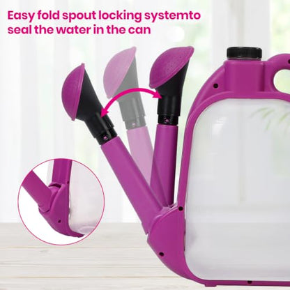 1 Gal Purple Clear Plastic Foldable Watering Can - color: Purple, size: PURPLE-4L