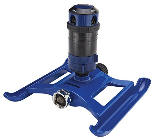 Dramm ColorStorm Gear Drive Sprinkler on Heavy Duty,Durable Metal Base, 4 Patterns, Ideal for Small, Medium & Large Areas with Pass Through Feature, Blue, 40 Foot Diameter - color: Blue, style: Gear Drive Sprinkler