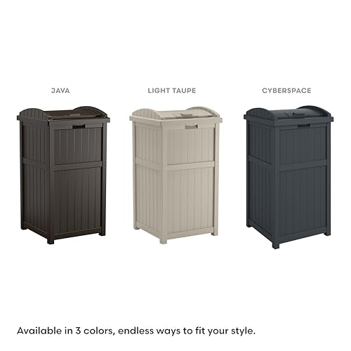 Suncast 33 Gal, Resin Hideaway Garbage Can with Secure Lid, Java Brown