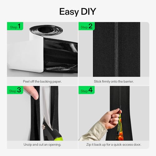 VIVOSUN Self Adhesive Zipper Door, 3In. x 7Ft. Peel & Stick, 4-Pack - size: 4-Pack