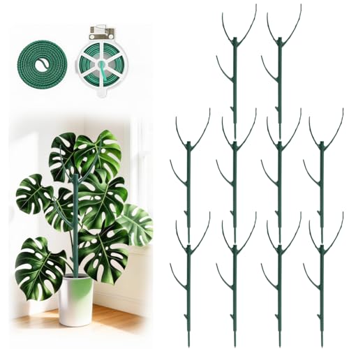 10 Pack Stackable Plant Support Stakes, 75inch Climbing Plant Sticks Structures for Monstera with Garden Ties, Durable Alternative to Moss Pole for Indoor Outdoor Plants - size: 10 Pack