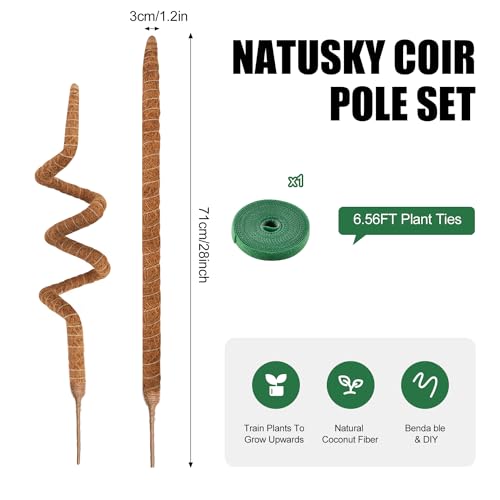 2 Pack Moss Pole 28 Inch Monstera Plant Sticks Support Tall Long Stakes - color: 28inch (2Pack)