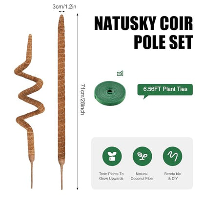 2 Pack Moss Pole 28 Inch Monstera Plant Sticks Support Tall Long Stakes - color: 28inch (2Pack)