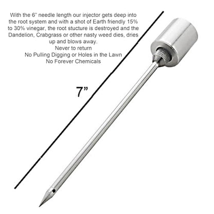 Dandelion Weeder Tool-Manual Weeder, Hand Weeder/Puller Alternative- Dandelion Illimination-Inject Root with Vinegar- Attach to Garden Sprayer-No Digging, Pulling, No Holes to Repair-Patent Pending