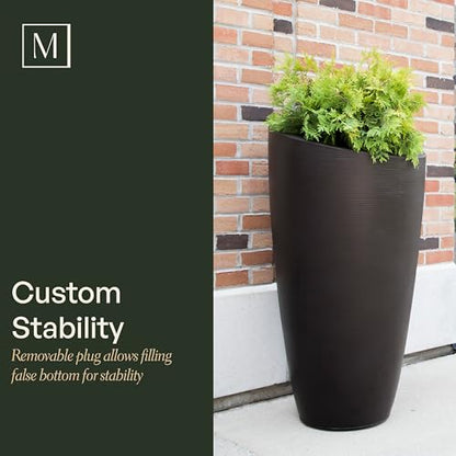 Mayne Modesto 42in Tall Round Modern Planter, Black - color: Black, size: 42 Inch