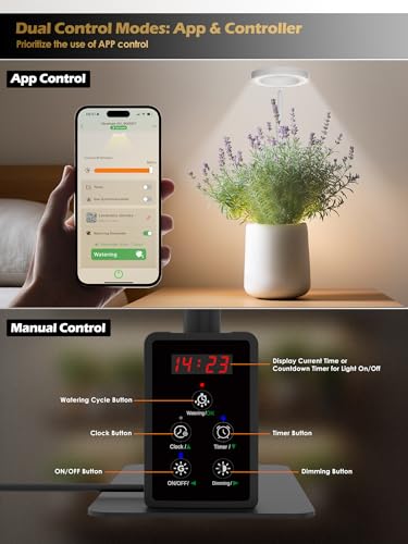 GLOWRIUM Smart Grow Lights for Indoor Plants, Full Spectrum LED Plant Light - color: Black