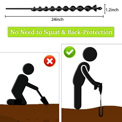 TCBWFY 24 Inch Auger Drill Bit for Planting - 1.2"x24" Long Handle Easy Planter Garden Auger - Bulb & Bedding Plant Augers - Post Hole Digger for 3/8”Hex Drive Drill - size: 1.2"x24"