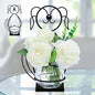Desktop Dog Glass Planter Vase Holder Metal Plant Terrarium Stand - color: Dog