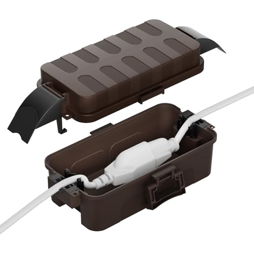 Flemoon Small Outdoor Electrical Box, IP55 Waterproof Extension Cord Cover - color: Brown, size: Small
