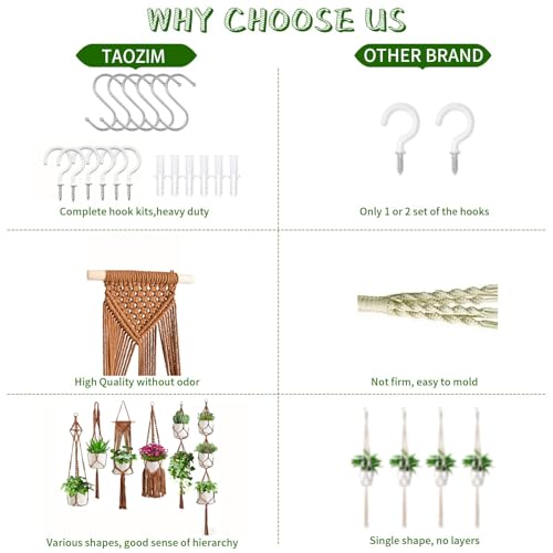 Macrame Plant Hangers, 6Pack Hanging Plant Holders Indoor, Caramel - color: Caramel