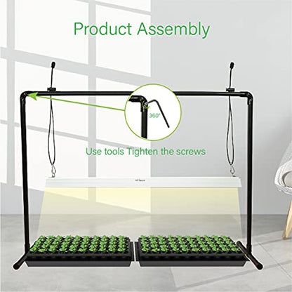 4 feet 40W LED Grow Light Stand Rack for Seedling,Growing Light for Indoor Plant,Natural White Light Full Spectrum LED Grow Light,Height Ajustable, Iron Pipe Frame, with Timer Outlet - style: Iron Pipe 4 Feet