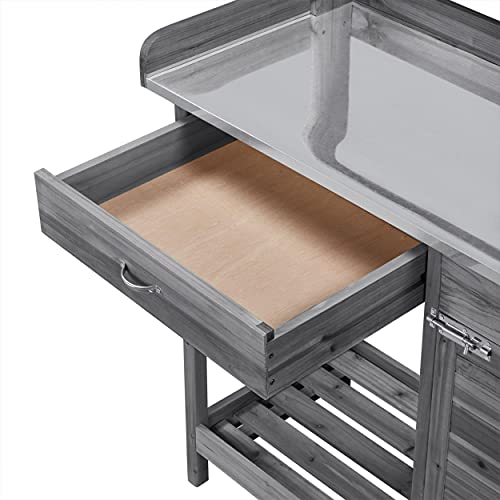 Yaheetech Potting Bench Outdoor Potting Table with Storage,Gray - color: Gray