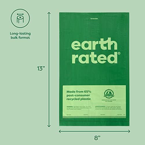 Earth Rated Dog Poop Bags, Thick Grab and Go Single Roll, Ideal for Backyard Pickups, Lavender Scented, 900 Count (3 x 300 count) - size: 300 Bags (Pack of 3), style: Lavender