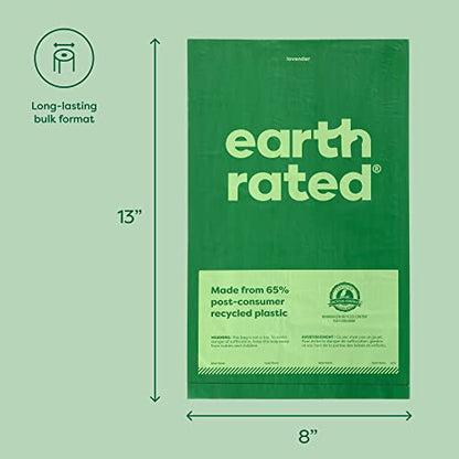 Earth Rated Dog Poop Bags, Thick Grab and Go Single Roll, Ideal for Backyard Pickups, Lavender Scented, 900 Count (3 x 300 count) - size: 300 Bags (Pack of 3), style: Lavender